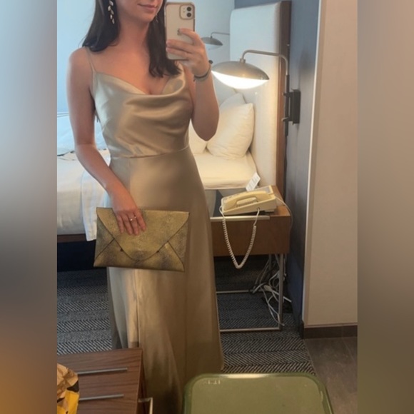 Birdy Grey Lisa Long Bridesmaid Dress in Neutral Champagne - Picture 4 of 7